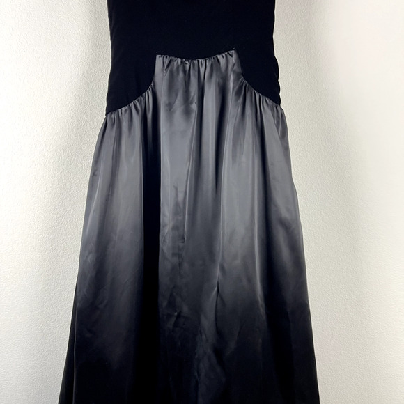 VTG Victor Costa Formal Dress Womens 8 Ruffle Velvet Satin Whimsigoth 80s Witchy - Picture 3 of 16